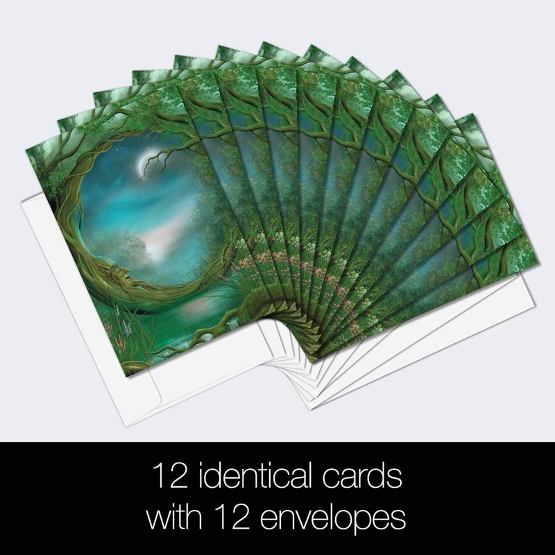 Tree-Free Greetings - All Occasion Cards - Artful Designs - 12 Greeting Cards + White Envelopes - Made in USA - 100% Recycled Paper - 4 x 6 - Day and Night (FS66495) - Image 2